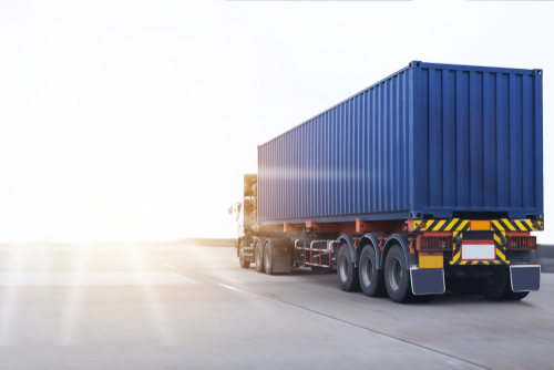 Truck driving on highway